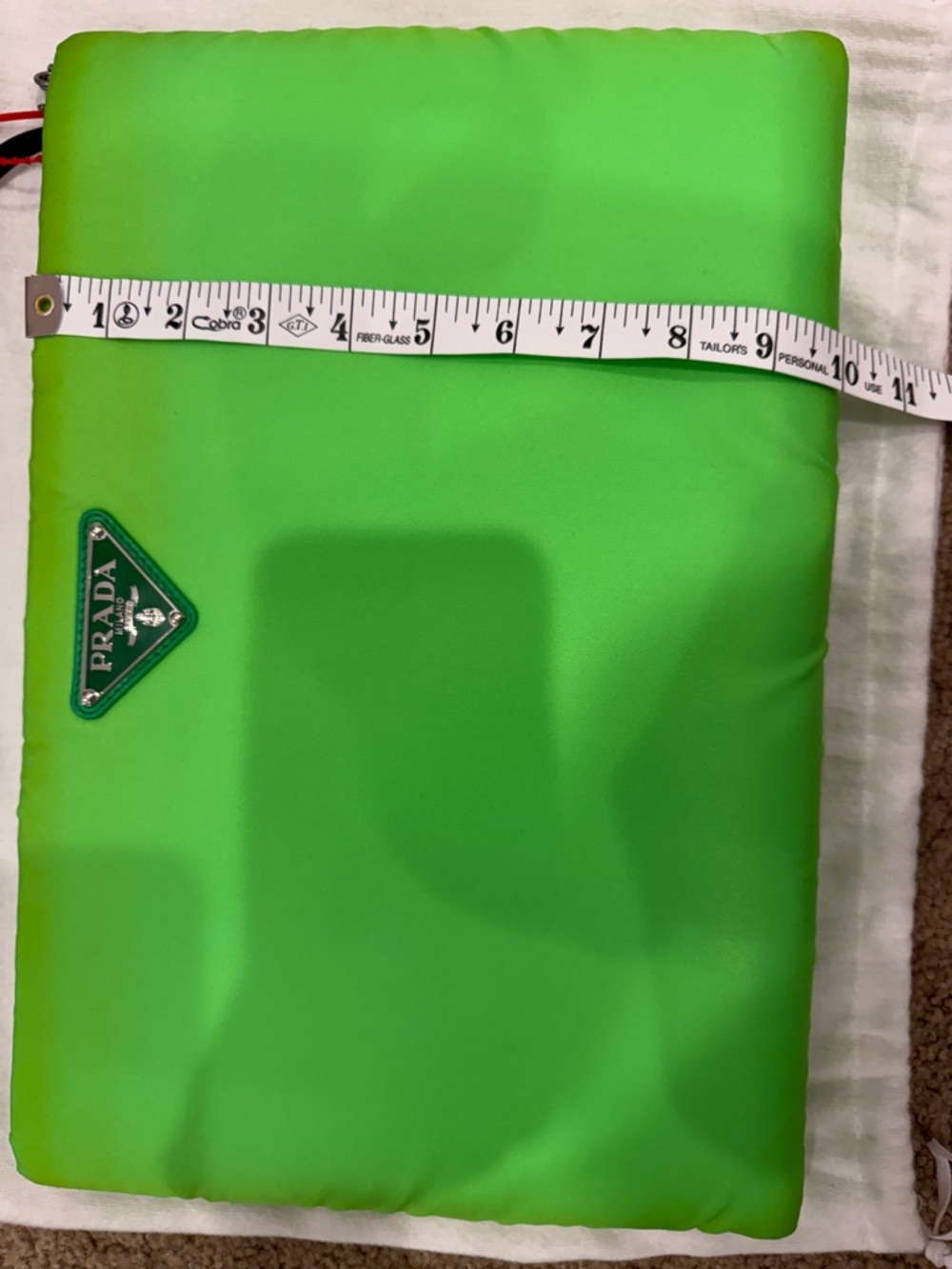 Prada Neon Lime Nylon Chain Clutch Crossbody Bag Limited Color - Picture 10 of 10